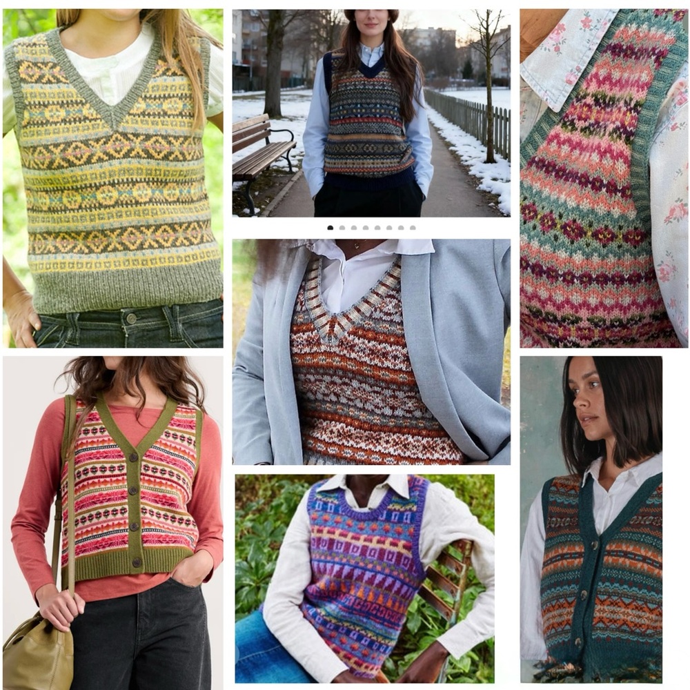 Vintage Eccobay Made in USA Pink Fair Isle Vest - Picture 4 of 9